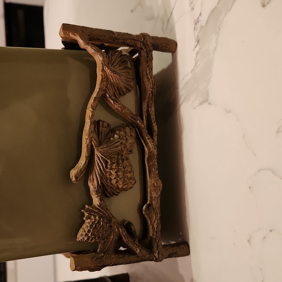 Belaverra Canister Set x 2 Avocado Green Pinecone Italian French Country - Picture 4 of 12